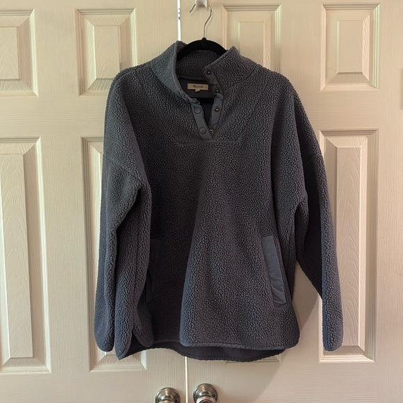 Madewell purple/grey fleece pullover. Size large. Good used condition. - Picture 5 of 8